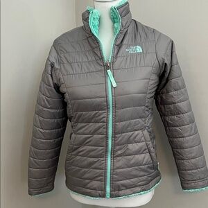 The North Face Gray Jacket with Mint Details-Reversible
